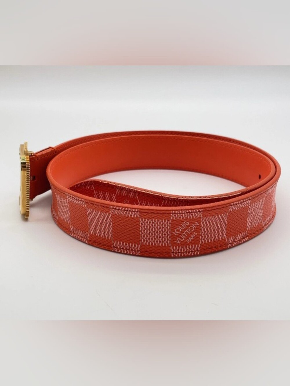 Authentic Louis Vuitton Ceinture Orange Damier Belt W/Box/Ribbon - Picture 6 of 15